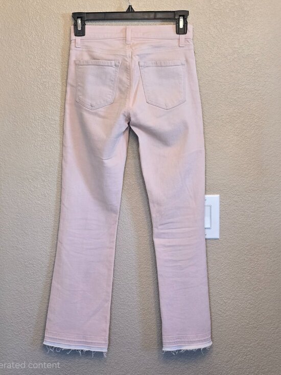 J Brand Blush Pink Jeans Size 23 Stretch Slim Straight Raw Hem USA Made - Picture 4 of 11